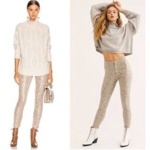 MOTHER Seamless Looker Ankle Pants
Tan Leopard Animal Print Stretchy Sz 24